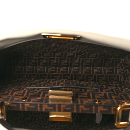Fendi Vitello Seta Suede FF Mini Peekaboo Iconic Satchel Uovo Sigaro Marrone 5 of 11