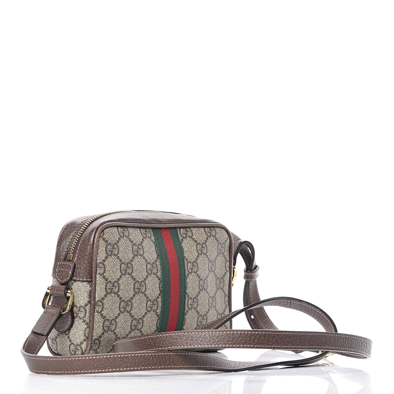 Gucci GG Supreme Monogram Web Mini Ophidia Shoulder Bag Brown 3 of 17