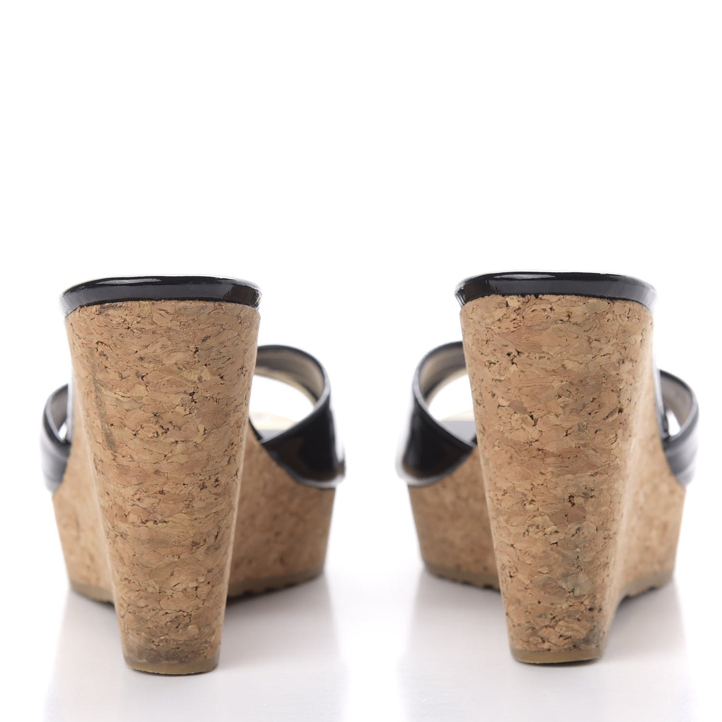 Patent Calfskin Perfume Cork Wedge Sandals 38 Black