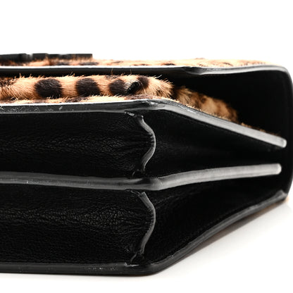 Saint Laurent Calf Hair Leopard Print Monogram Small Sunset Chain Wallet Natural Black 10 of 10