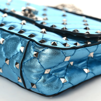 Valentino Garavani Metallic Nappa Small Rockstud Spike Shoulder Bag Cerulean 9 of 9