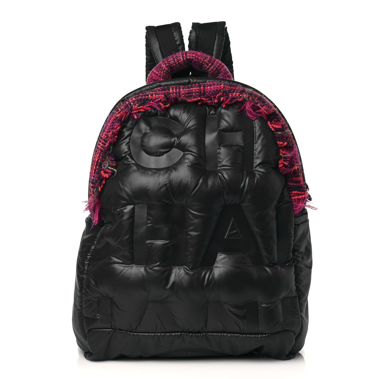 Chanel Nylon Tweed Coco Neige Backpack Black Pink 1 of 8