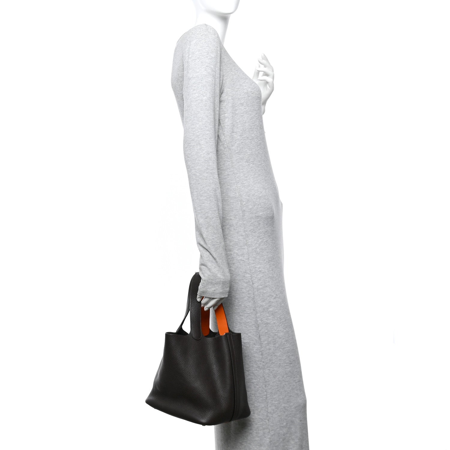 Hermes Taurillon Clemence Epsom Picotin 22 MM Cafe Orange 2 of 12
