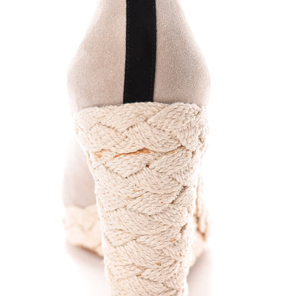 Chanel Suede Cap Toe CC Wedge Espadrilles 37 Grey Black 20 of 21