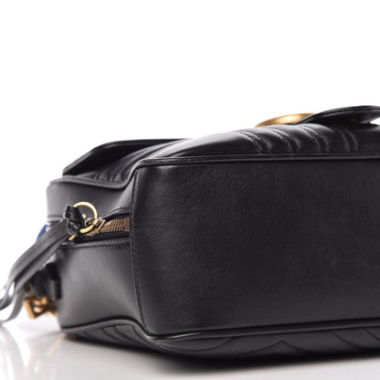Gucci Calfskin Matelasse Sylvie Web Small GG Marmont Top Handle Shoulder Bag Black 6 of 11