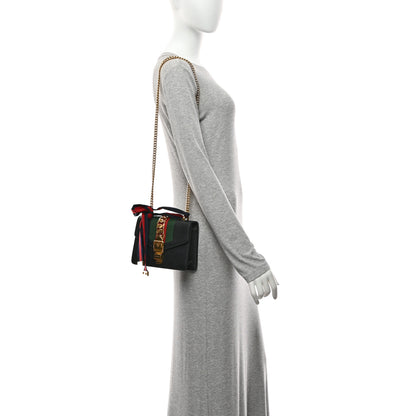 Gucci Calfskin Mini Sylvie Chain Shoulder Bag Black 2 of 11