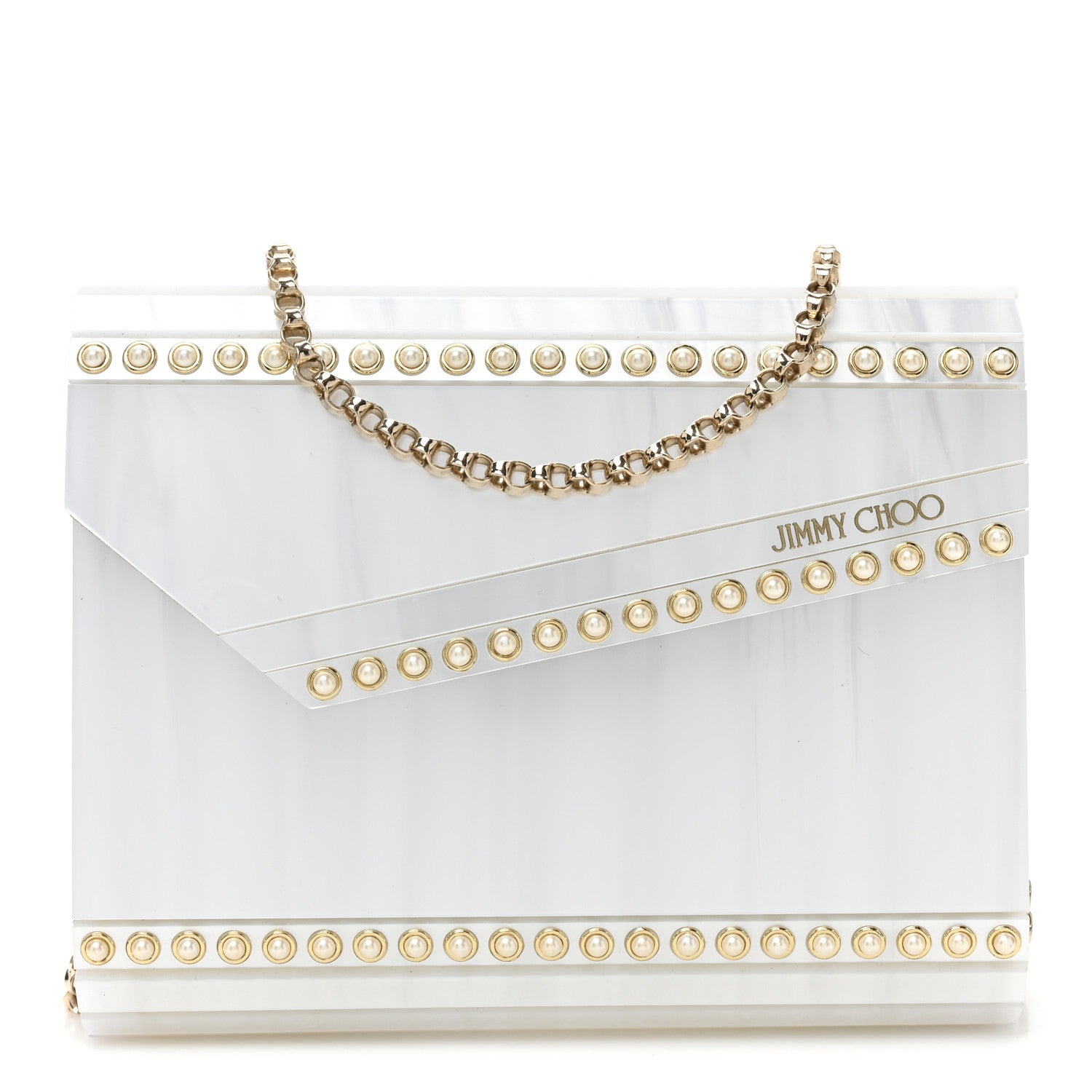 Jimmy Choo Acrylic Pearl Candy Clutch White 1 of 11