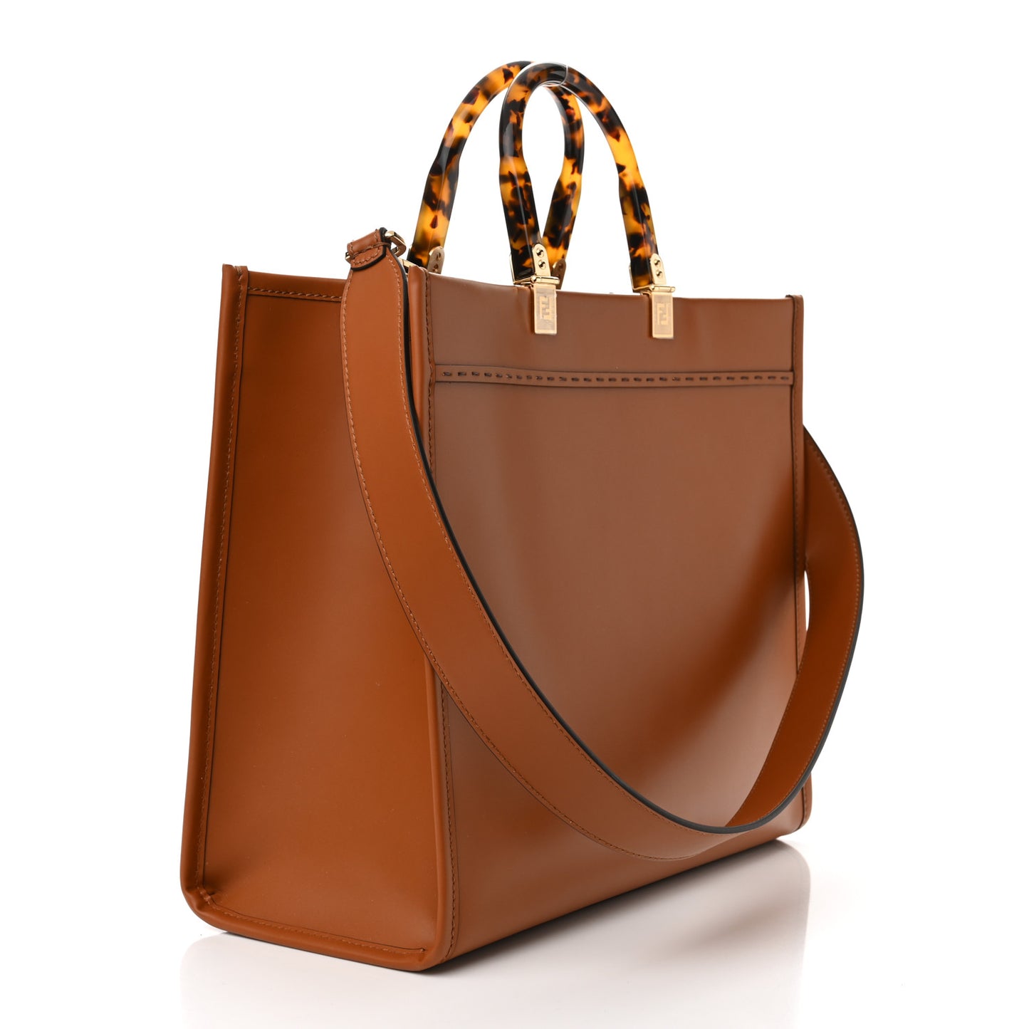 Vitello King Plexiglass Medium Fendi Sunshine Shopper Tote Cuoio