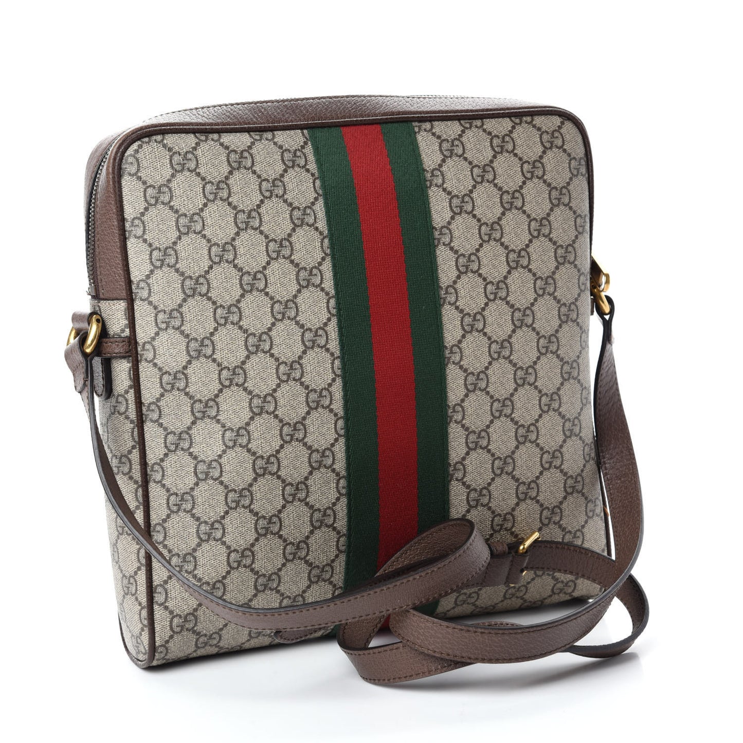 GG Supreme Monogram Web Medium Ophidia Messenger Bag Brown