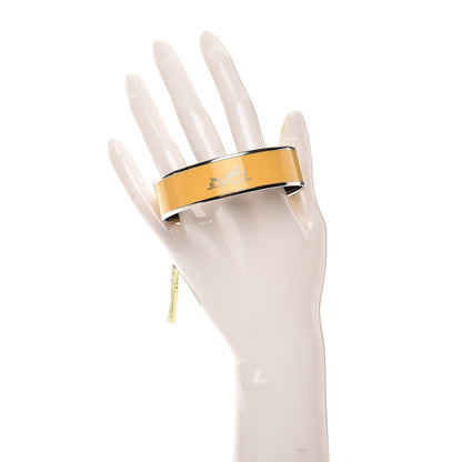 Hermes Enamel Printed Wide Caleche Bracelet 70 Jaune De Mars 2 of 5