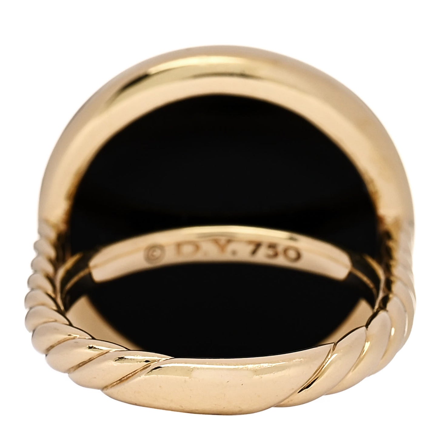 18K Yellow Gold Diamond Black Onyx 21mm DY Elements Ring 52 6