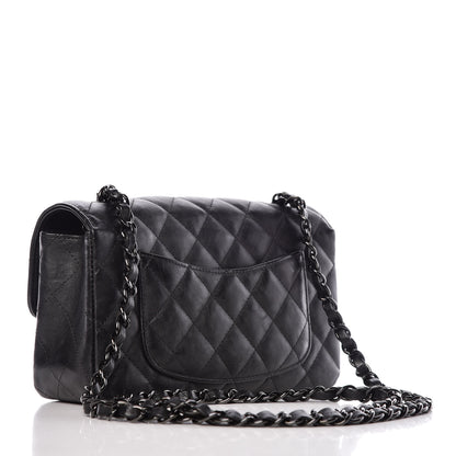 Chanel Crumpled Calfskin Quilted Mini Rectangular Flap So Black 3 of 7
