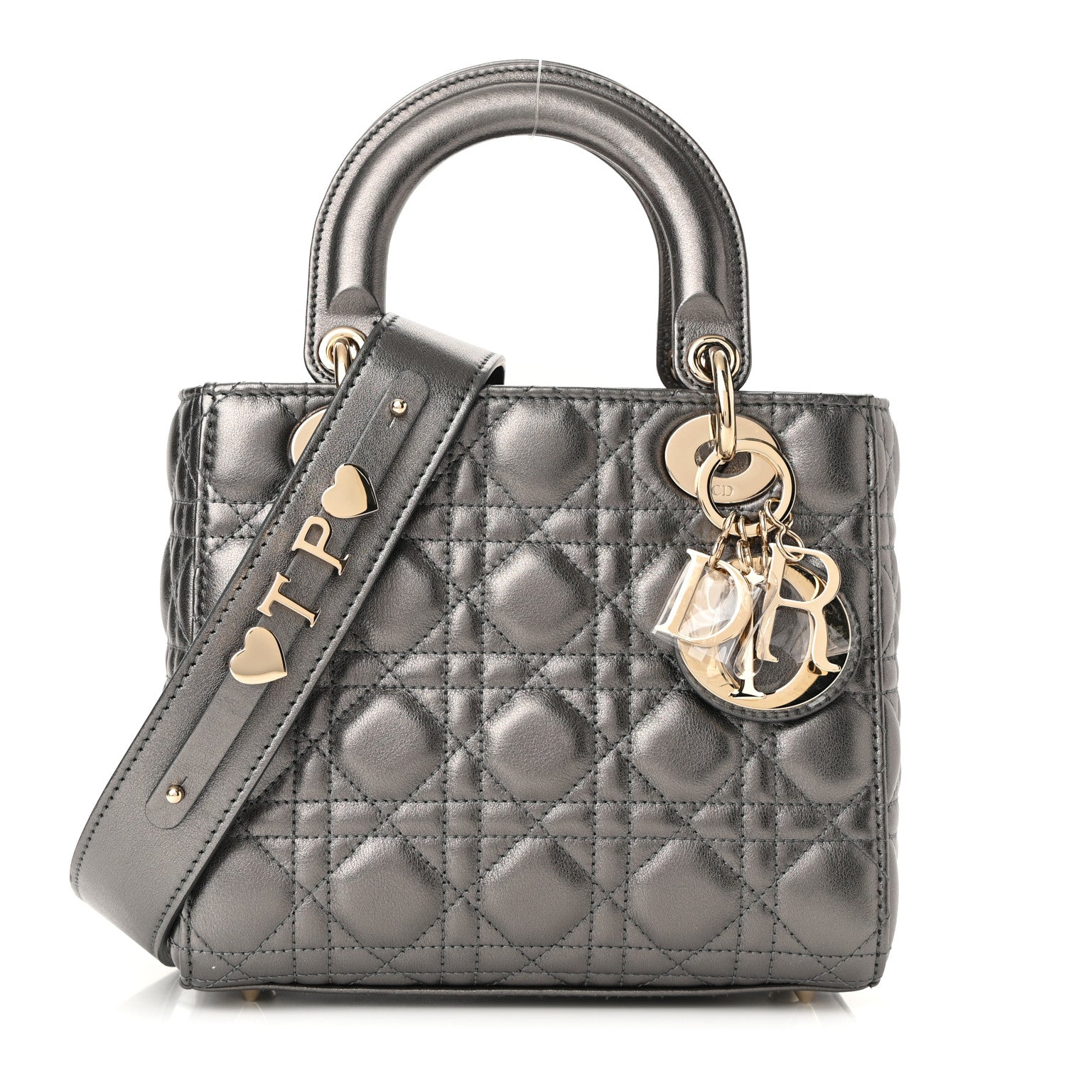 Christian Dior Lambskin Cannage Small My ABCDior Lady Dior Metallic Grey 1 of 10