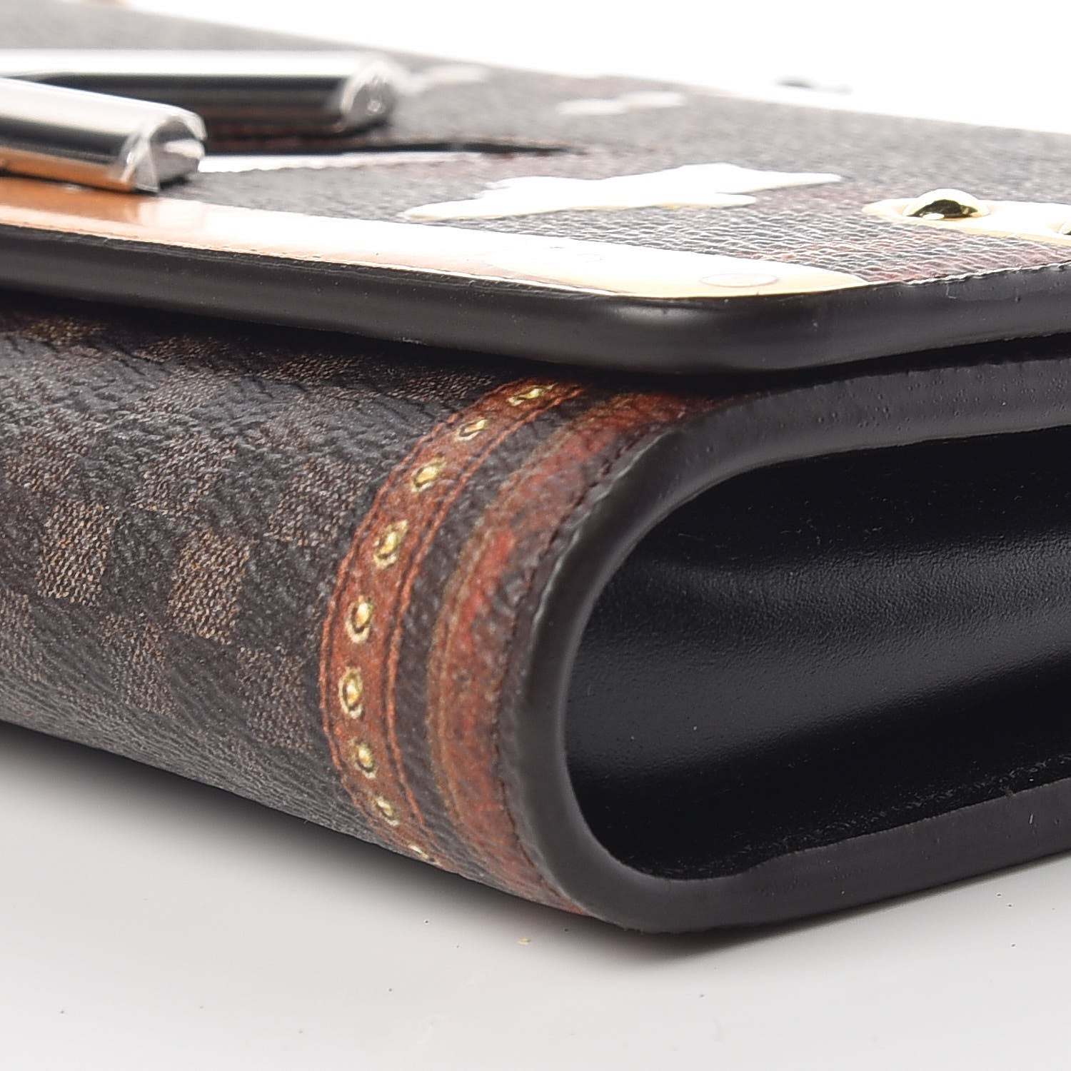 Louis Vuitton Transformed Damier Ebene Time Trunk Twist Chain Wallet 6 of 9