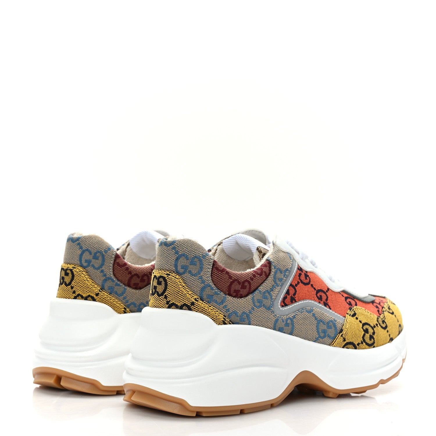 Gucci Monogram Multicolor Demetra Womens Rhyton Sneakers 35.5 Yellow Blue Great White Tabasco 4 of 7
