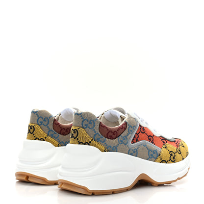 Gucci Monogram Multicolor Demetra Womens Rhyton Sneakers 35.5 Yellow Blue Great White Tabasco 4 of 7