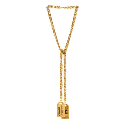 Chanel Metal ID Dog Tag Charm Necklace Gold 3 of 4