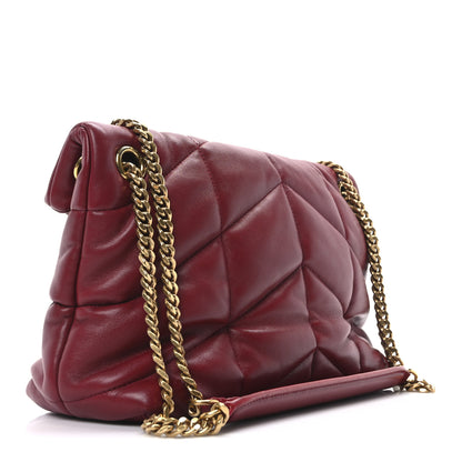 Saint Laurent Lambskin Quilted Small Loulou Puffer Monogram Chain Satchel Red 3 of 10