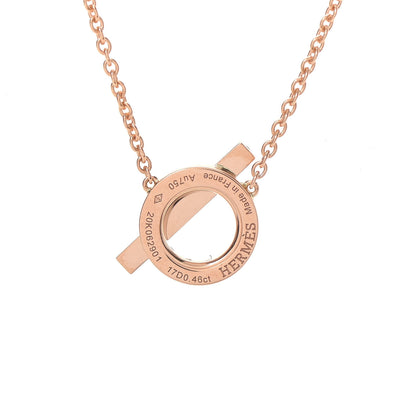 Hermes 18K Rose Gold Diamond Finesse Pendant Necklace 4 of 5