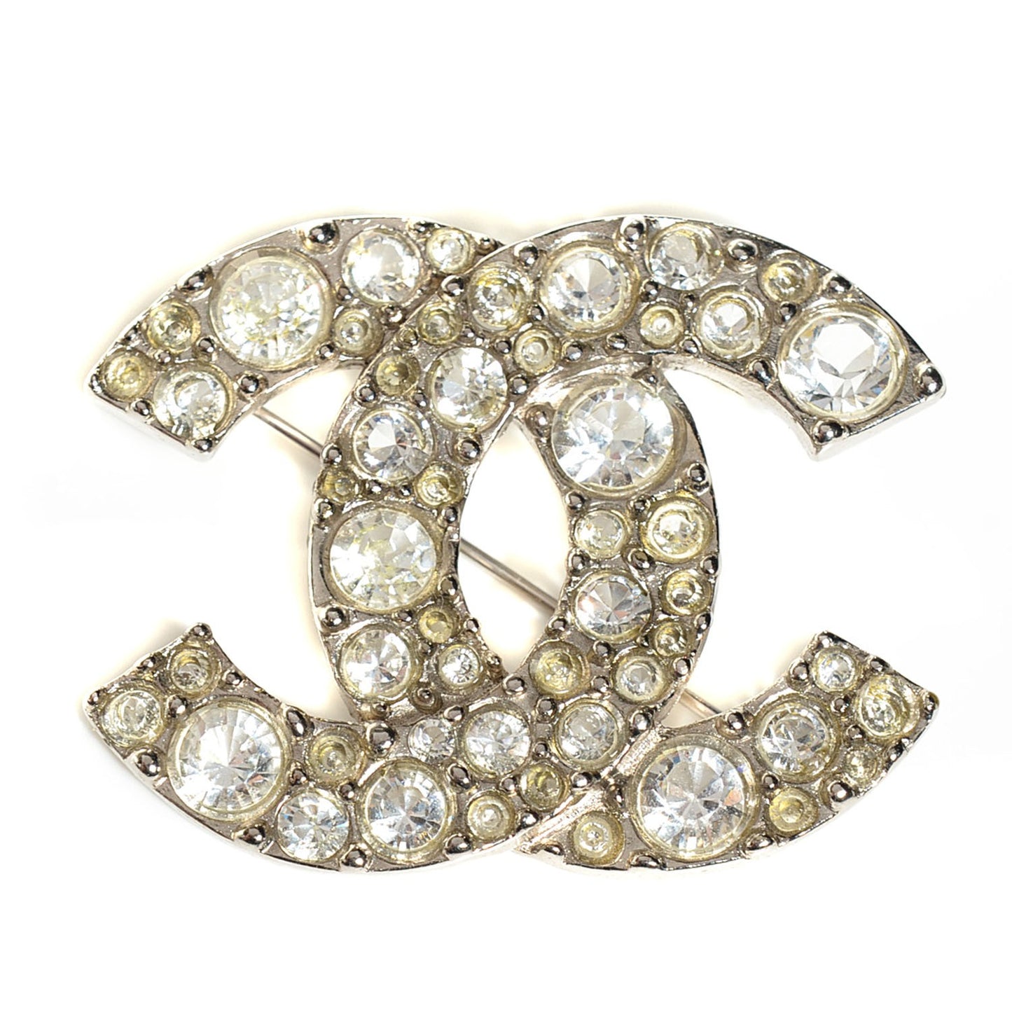 Crystal Large CC Brooch Silver