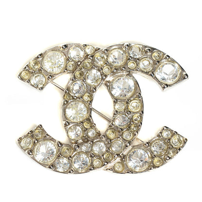 Chanel Crystal Large CC Brooch Silver 1 of 5