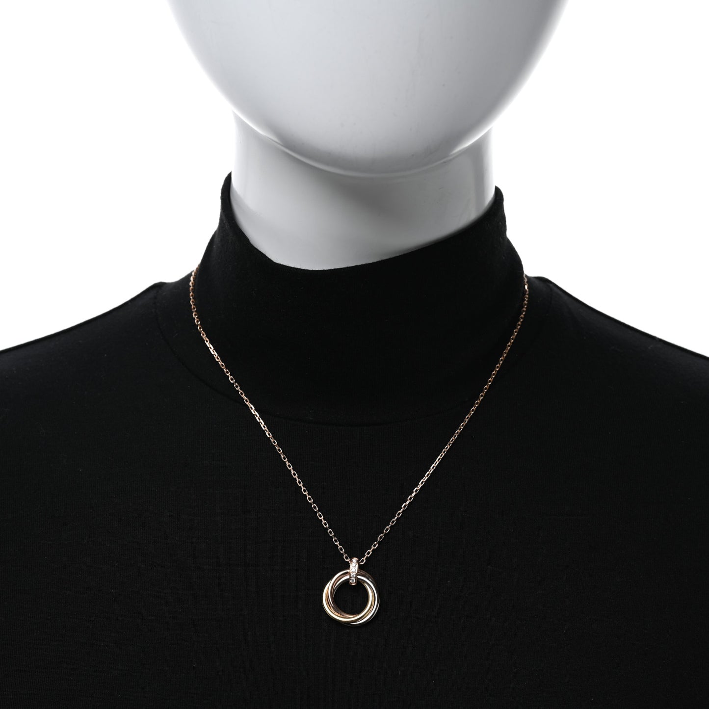 18K Pink White Yellow Gold Diamond Trinity Pendant Necklace