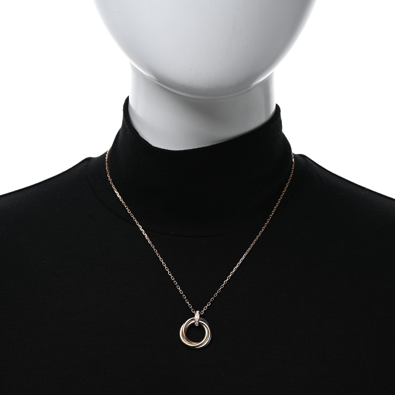 Cartier 18K Pink White Yellow Gold Diamond Trinity Pendant Necklace 2 of 5