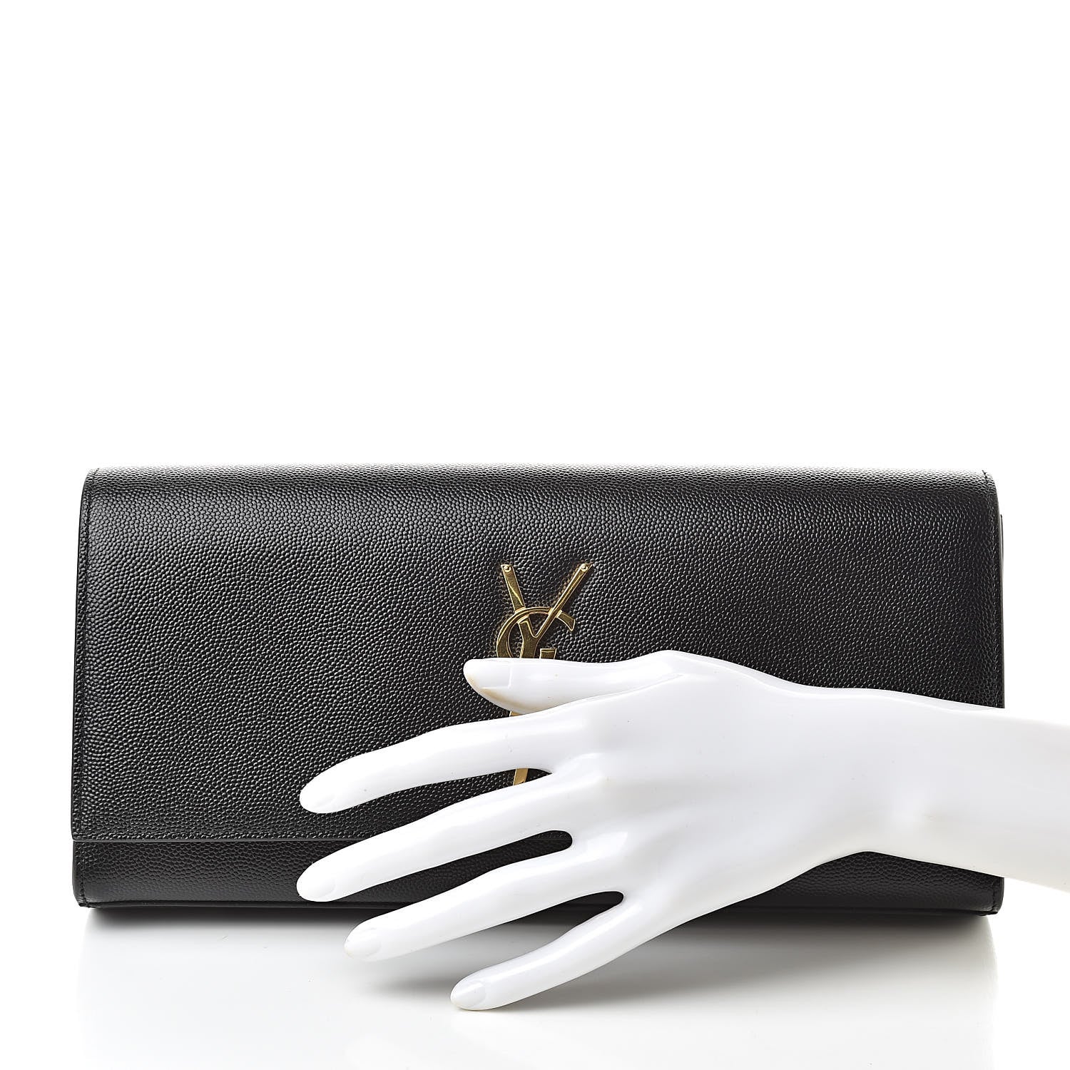 Saint Laurent Grain De Poudre Monogram Cassandre Clutch Black 2 of 8