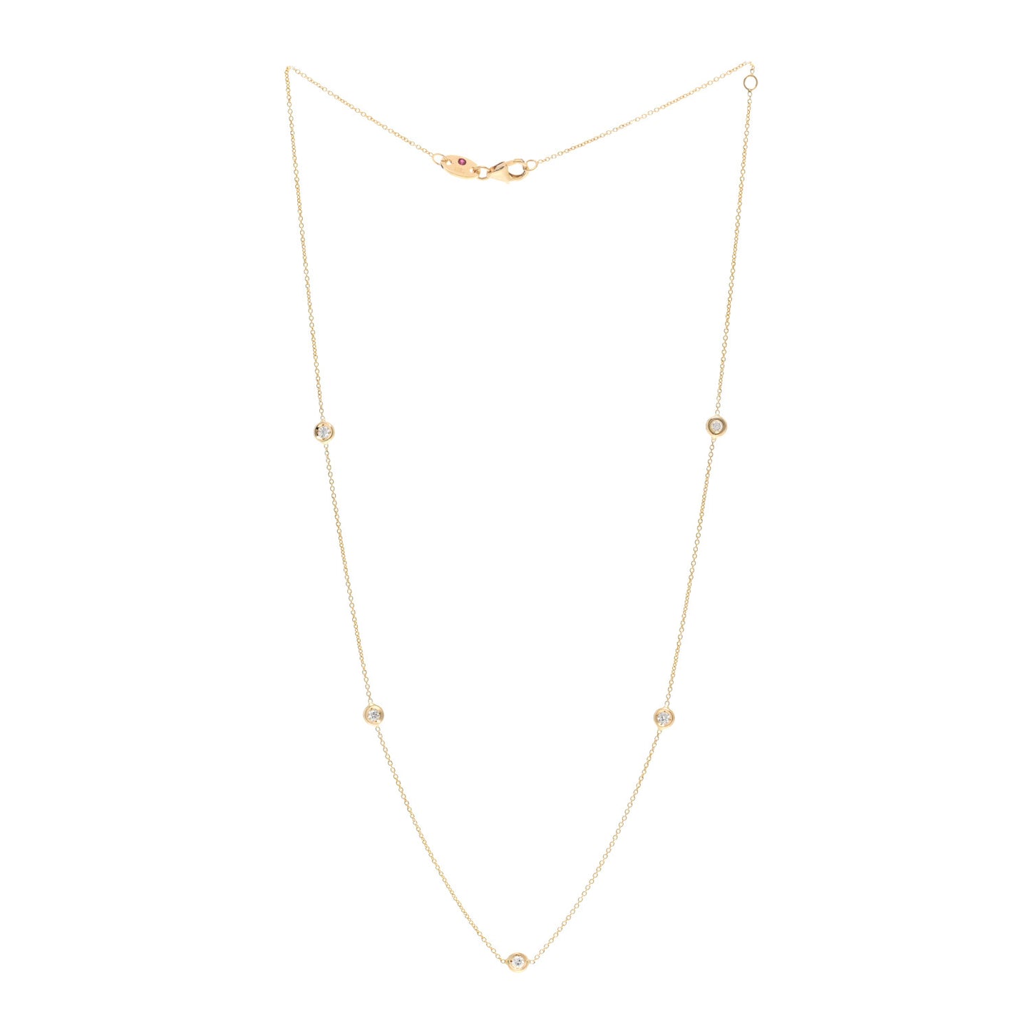 18K Yellow Gold Diamond .25ct Diamonds By The Inch Five Station Necklace