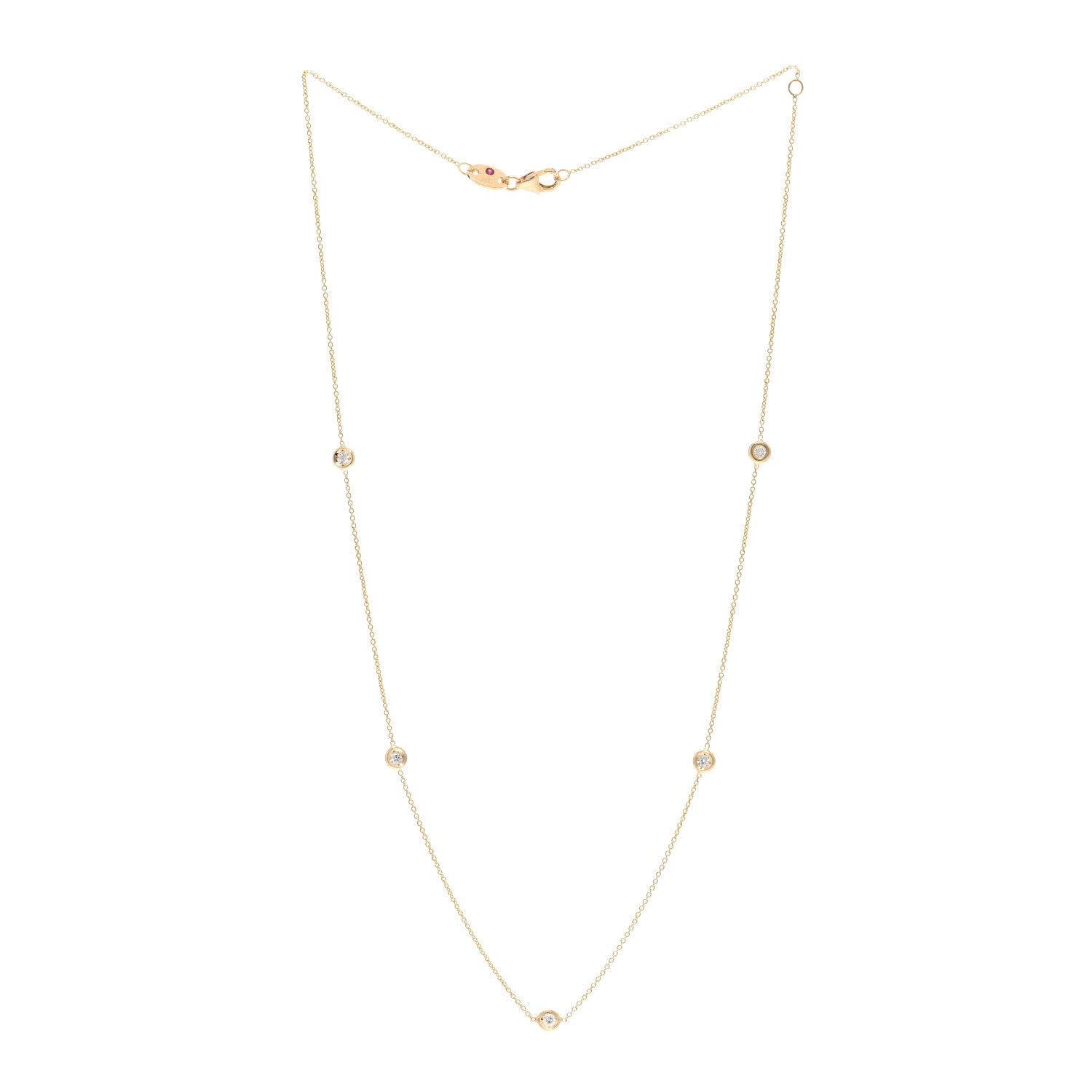 Roberto Coin 18K Yellow Gold Diamond .25ct Diamonds By The Inch Five Station Necklace 3 of 5