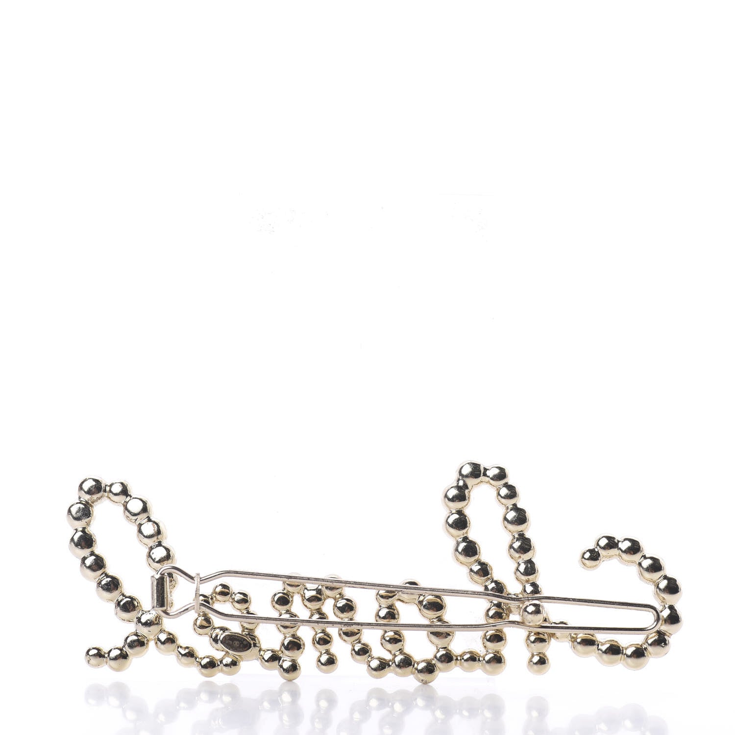Chanel Metal Glass Swirling Pearls Hair Clip Gold 2 of 3