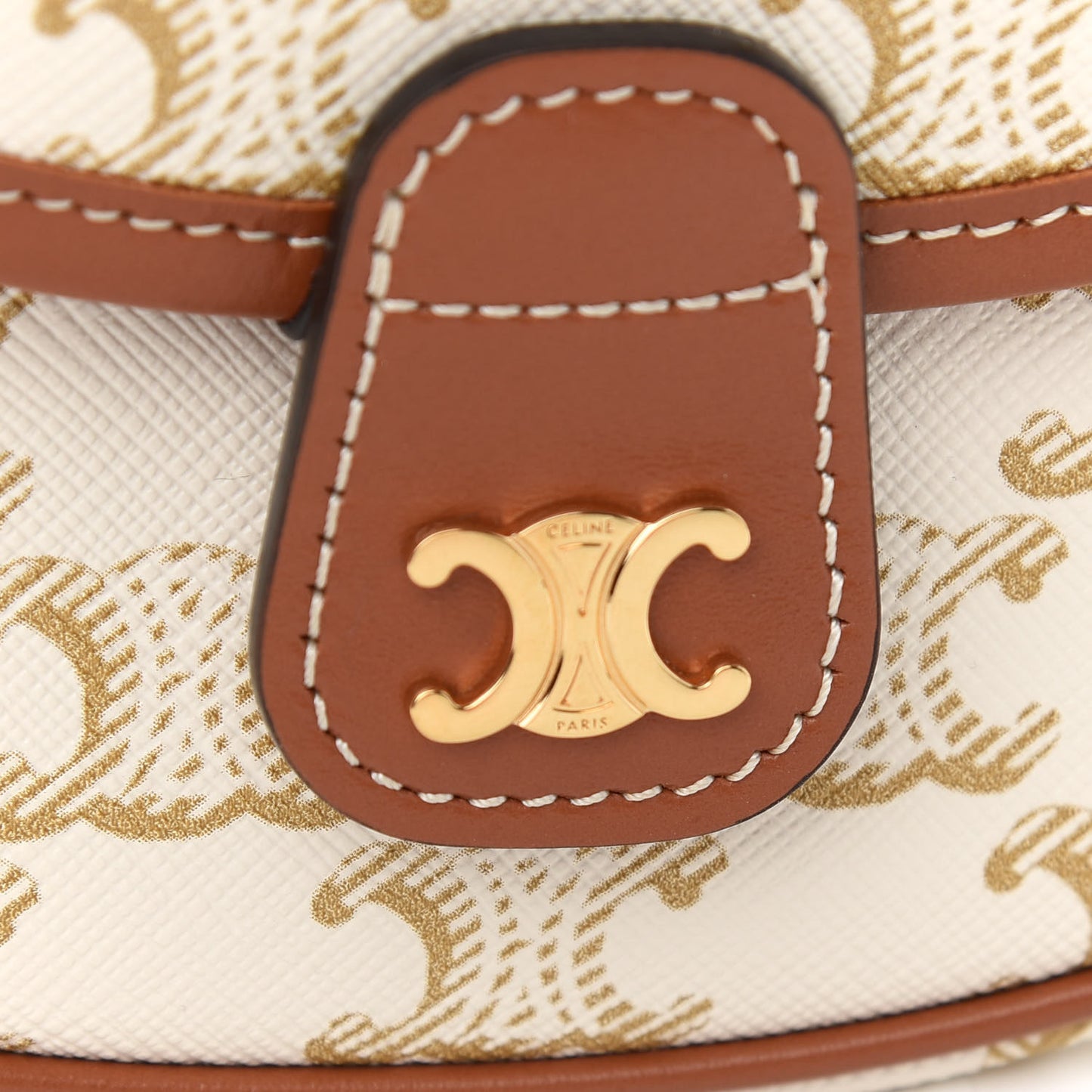 Triomphe Canvas Calfskin Mini Besace Bag White