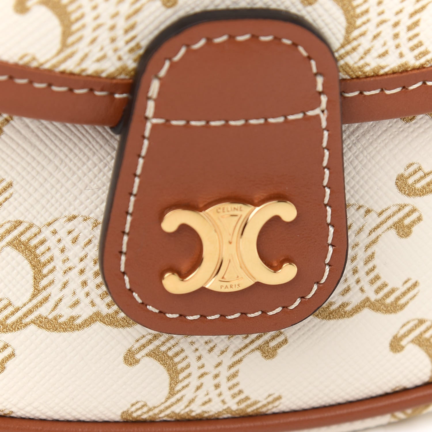 Celine Triomphe Canvas Calfskin Mini Besace Bag White 7 of 9