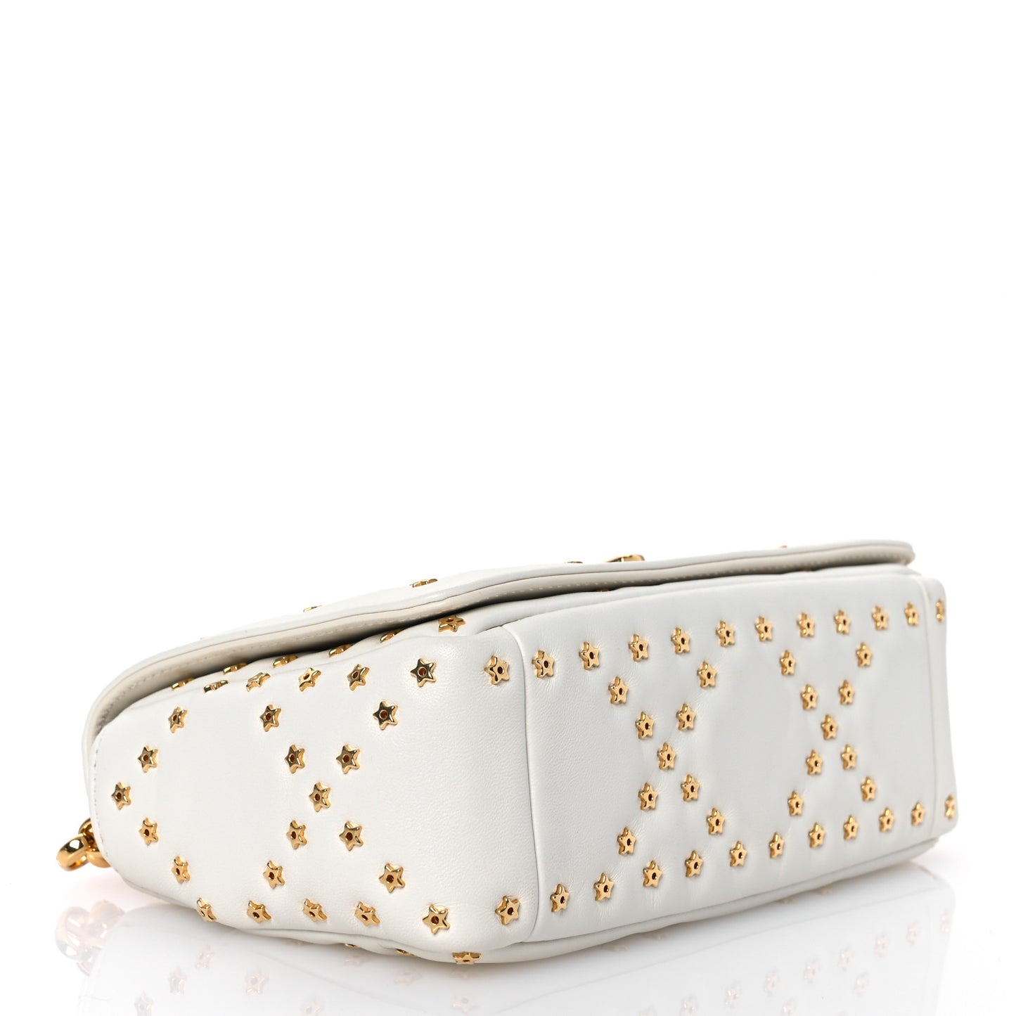 Calfskin Star Motif Macrocannage Caro Bag Latte