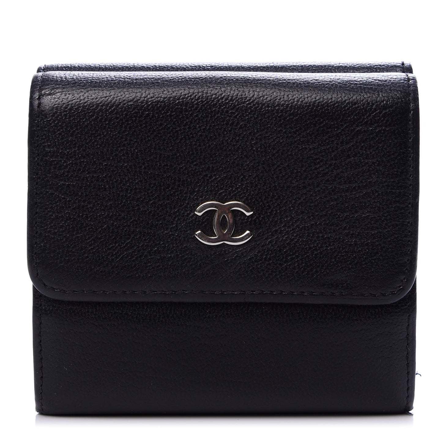 Goatskin Compact Double Sided Wallet Black