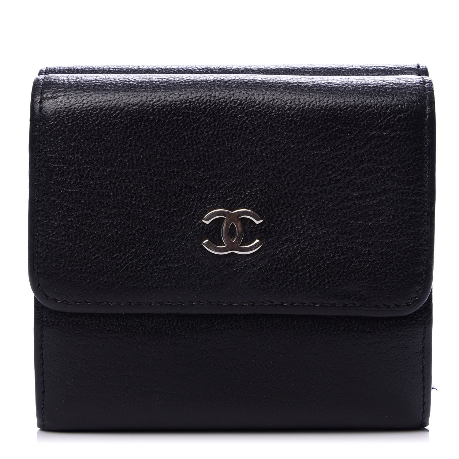 Chanel Goatskin Compact Double Sided Wallet Black 1 of 10
