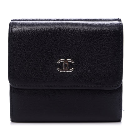 Chanel Goatskin Compact Double Sided Wallet Black 1 of 10