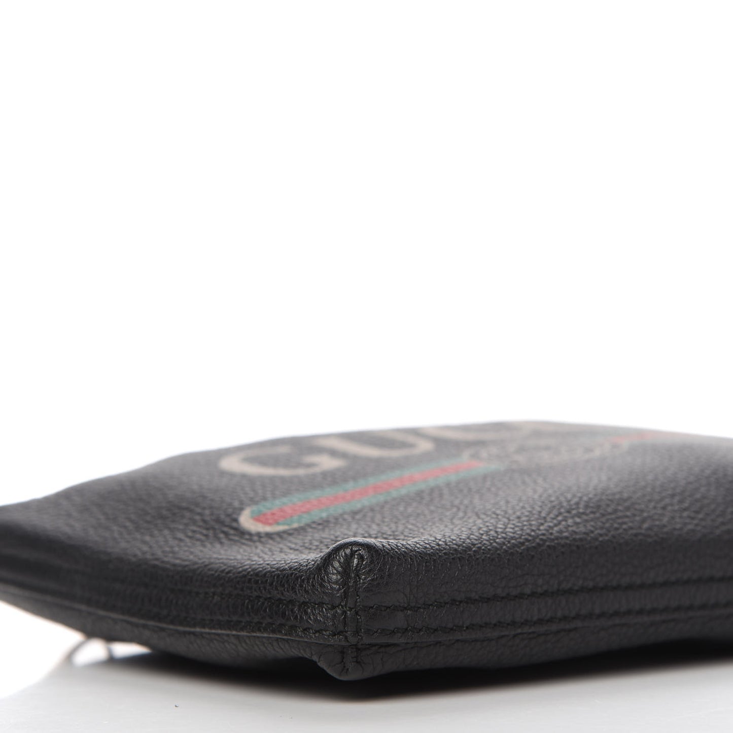 Pebbled Calfskin Medium Logo Portfolio Clutch Black