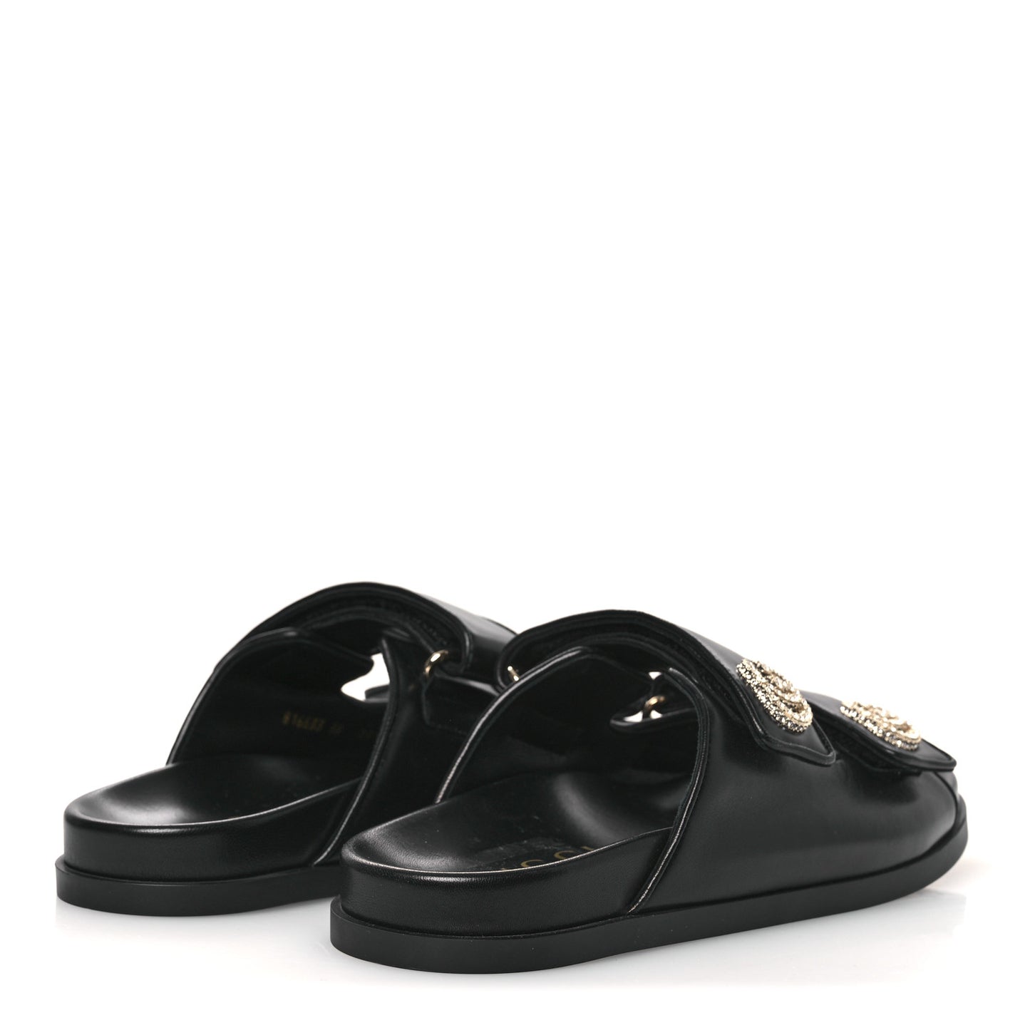 Nappa Double G Crystal Womens Isla Dad Sandals 38 Black