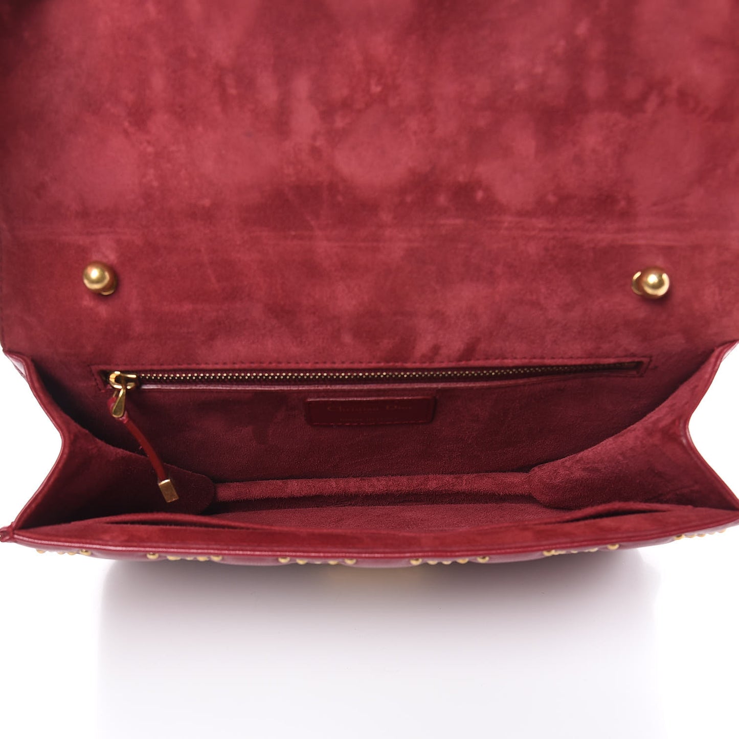 Lambskin Cannage Studded Large Dioraddict Flap Bag Red