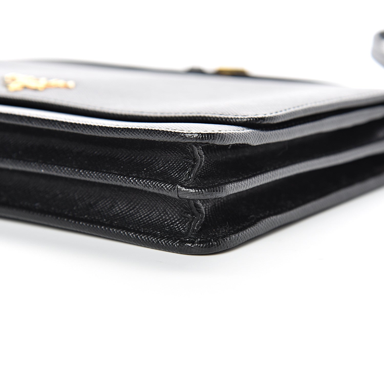 Prada Saffiano Metal Flap Wallet With Strap Black 10 of 15