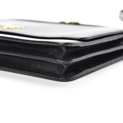 Prada Saffiano Metal Flap Wallet With Strap Black 10 of 15