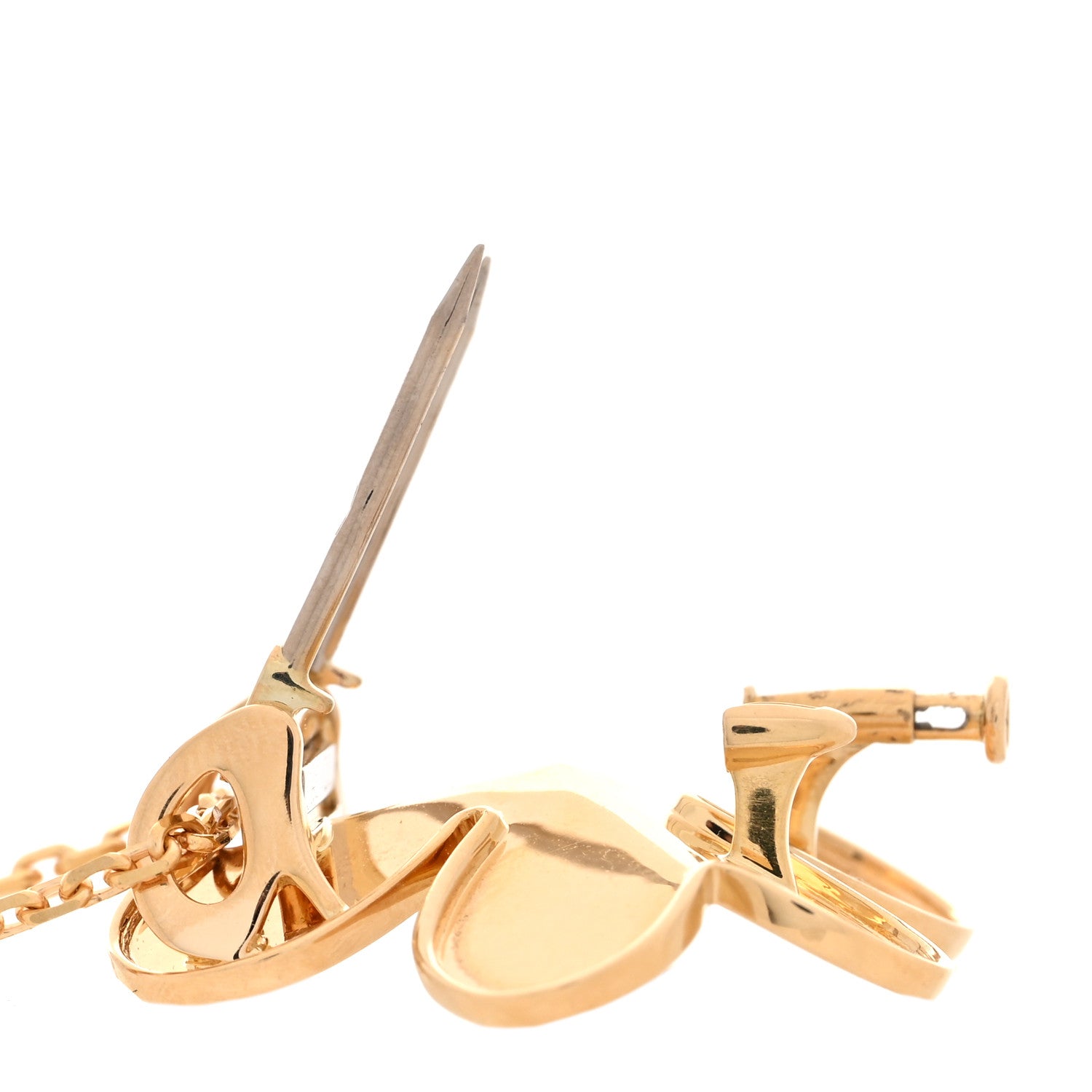 Van Cleef & Arpels 18K Yellow Gold Diamond Very Large Frivole Clip Pendant Necklace 5 of 6