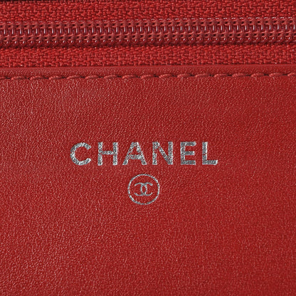 Chanel Patent Camellia Embossed Wallet On Chain WOC Dark Red 6 of 11