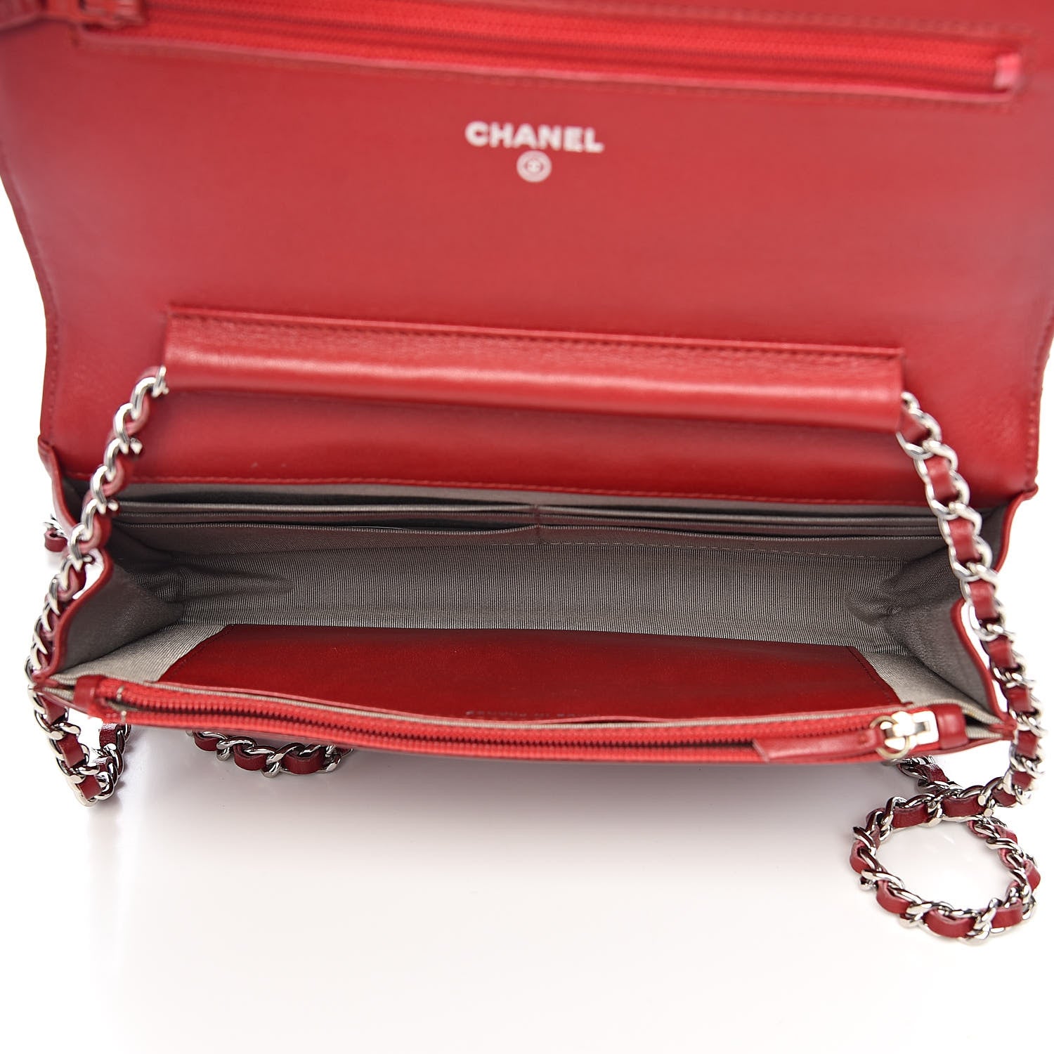 Chanel Patent Quilted Brilliant Wallet On Chain WOC Red 5 of 13