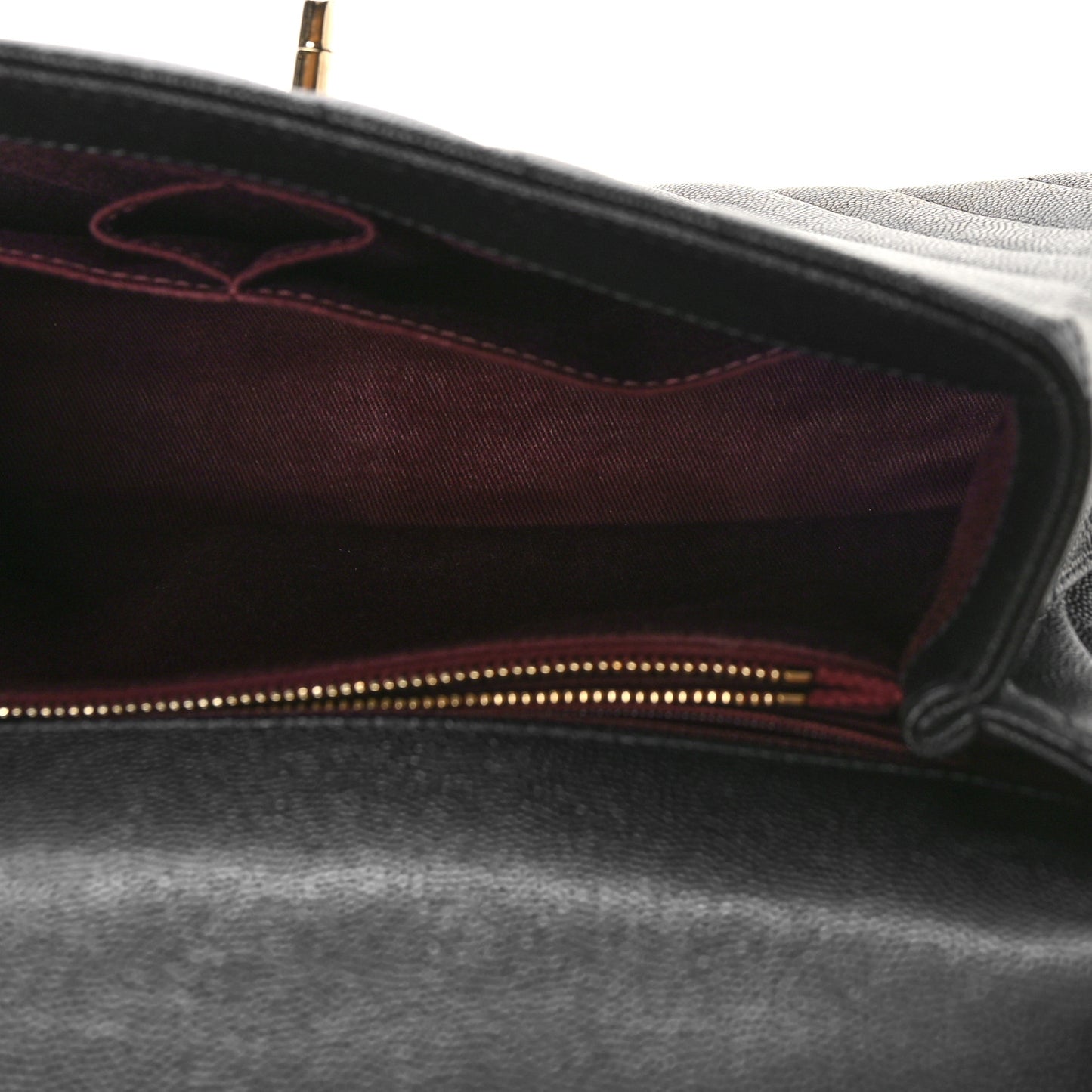 Caviar Chevron Quilted Small Coco Handle Flap Black