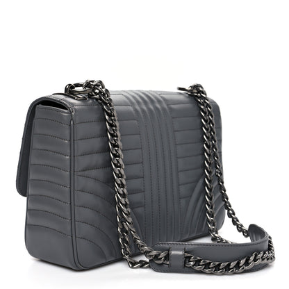 Prada Soft Calfskin Impunture Diagramme Large Chain Flap Shoulder Bag Mercurio 2 of 7