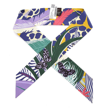 Hermes Silk Jaguar Quetzal Twilly Jaune Vert Mauve 1 of 4