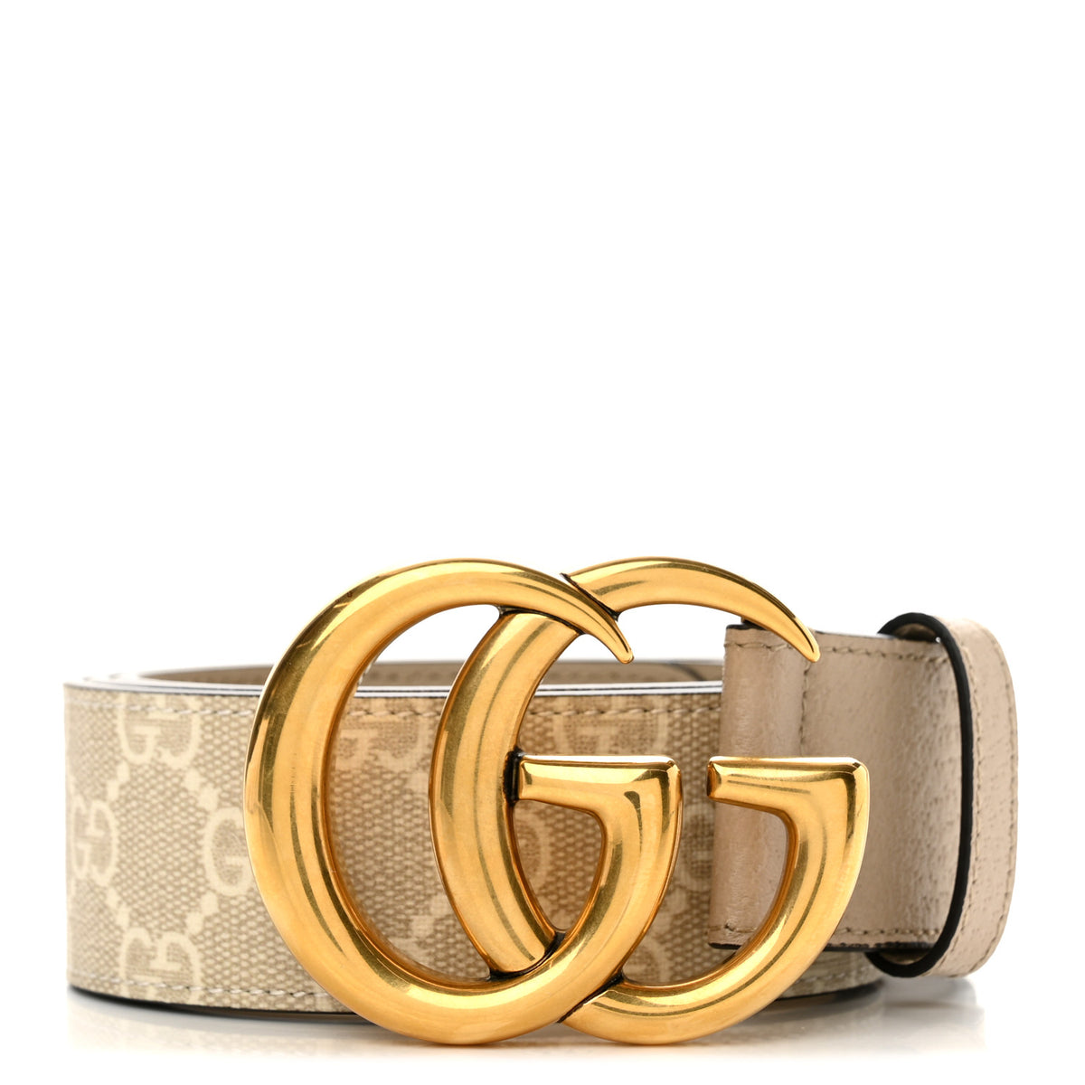GG Supreme Monogram Matte Plutone Calfskin Double G 40mm Belt 80 32 Beige Mystic White Oatmeal