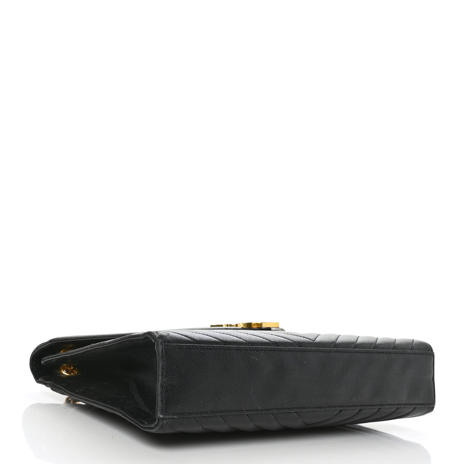 Saint Laurent Grain De Poudre Matelasse Chevron Large Monogram Satchel Black 4 of 8